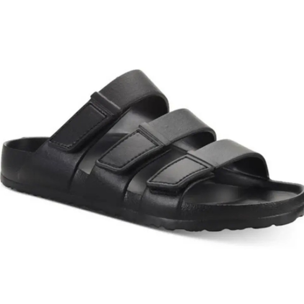 🖤🖤 Sun Stone UNISEX Black Tree Widths Flip Flop Rubber Bowie Sandal Size 8M